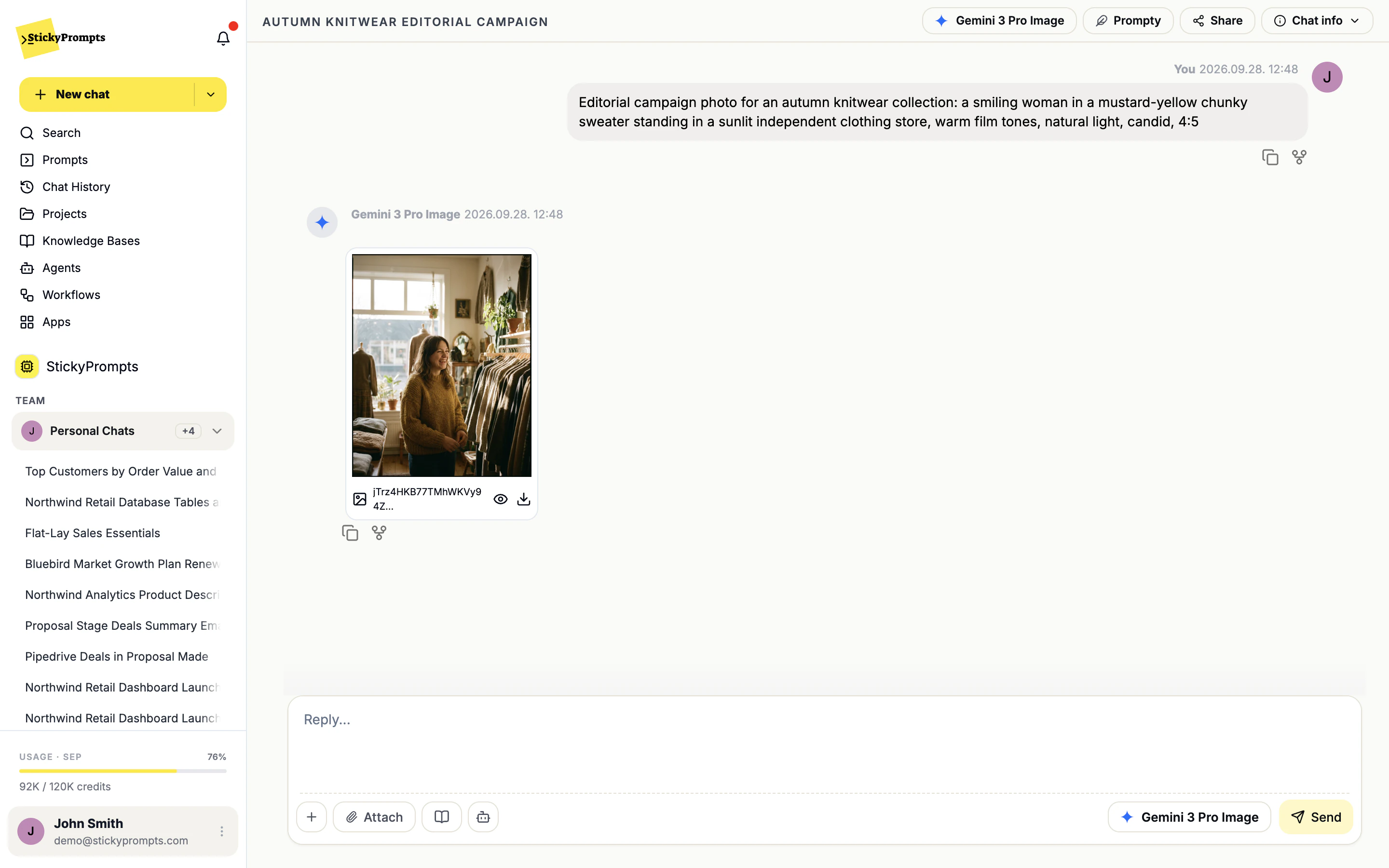 A generated campaign photo returned in chat