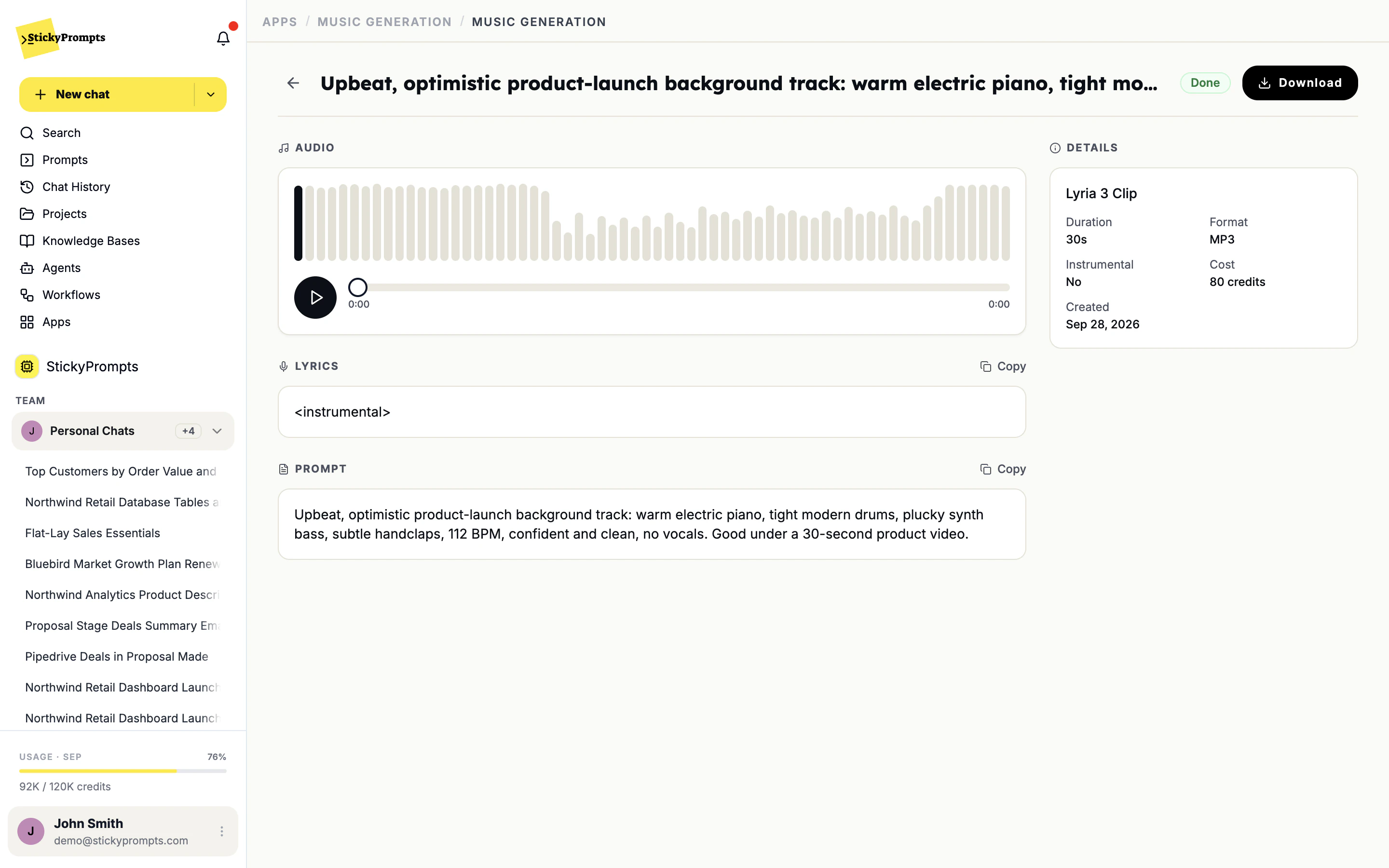 A generated product-launch track